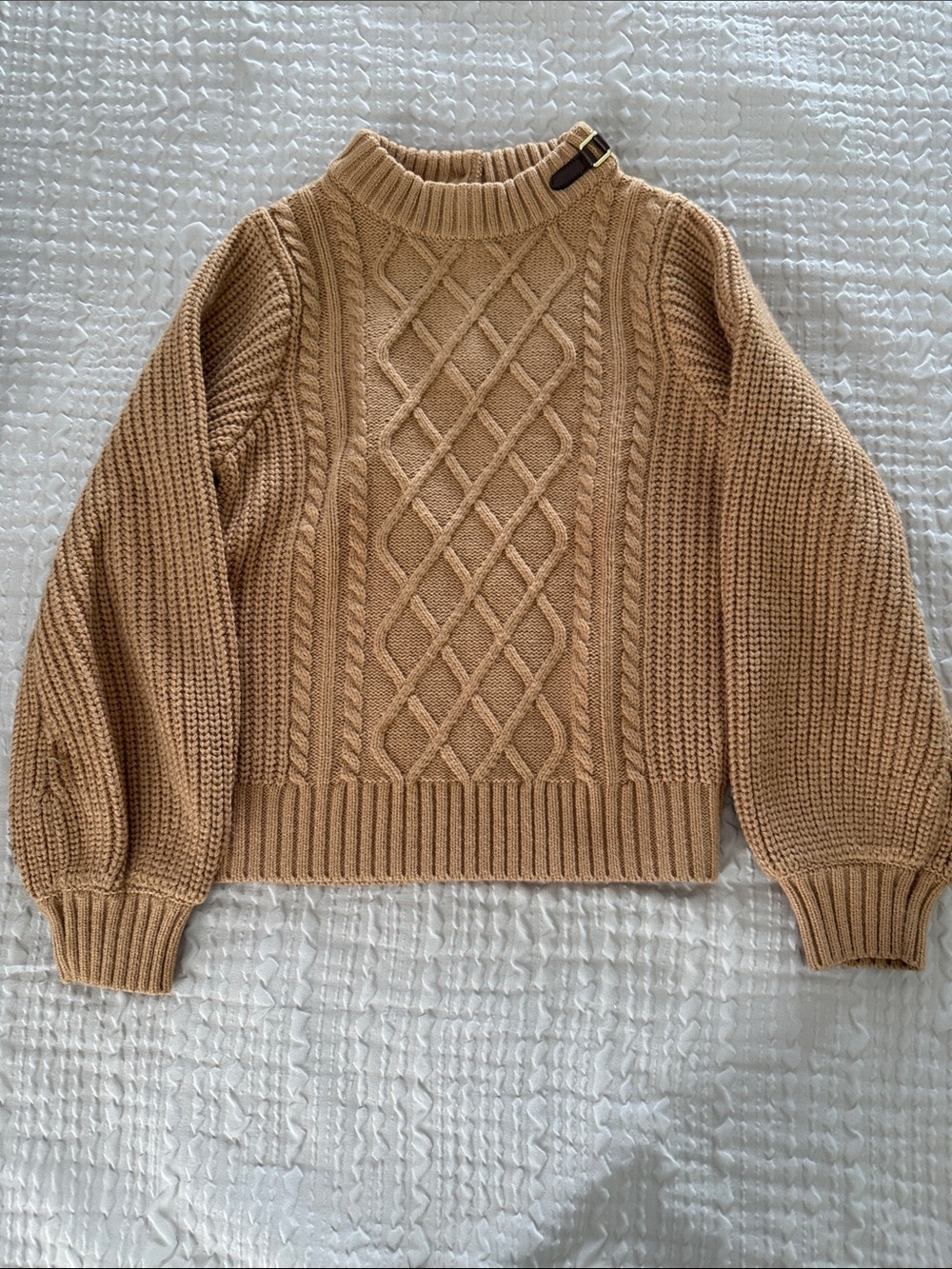 Janie and Jack Camel Cable-Knit Turtleneck Sweater